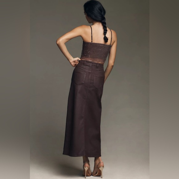 Anthropologie The Madi Front-Slit Denim Skirt by Pilcro - Picture 2 of 12